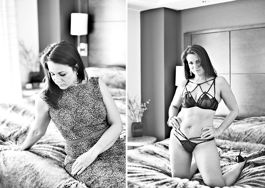 black and white boudoir session